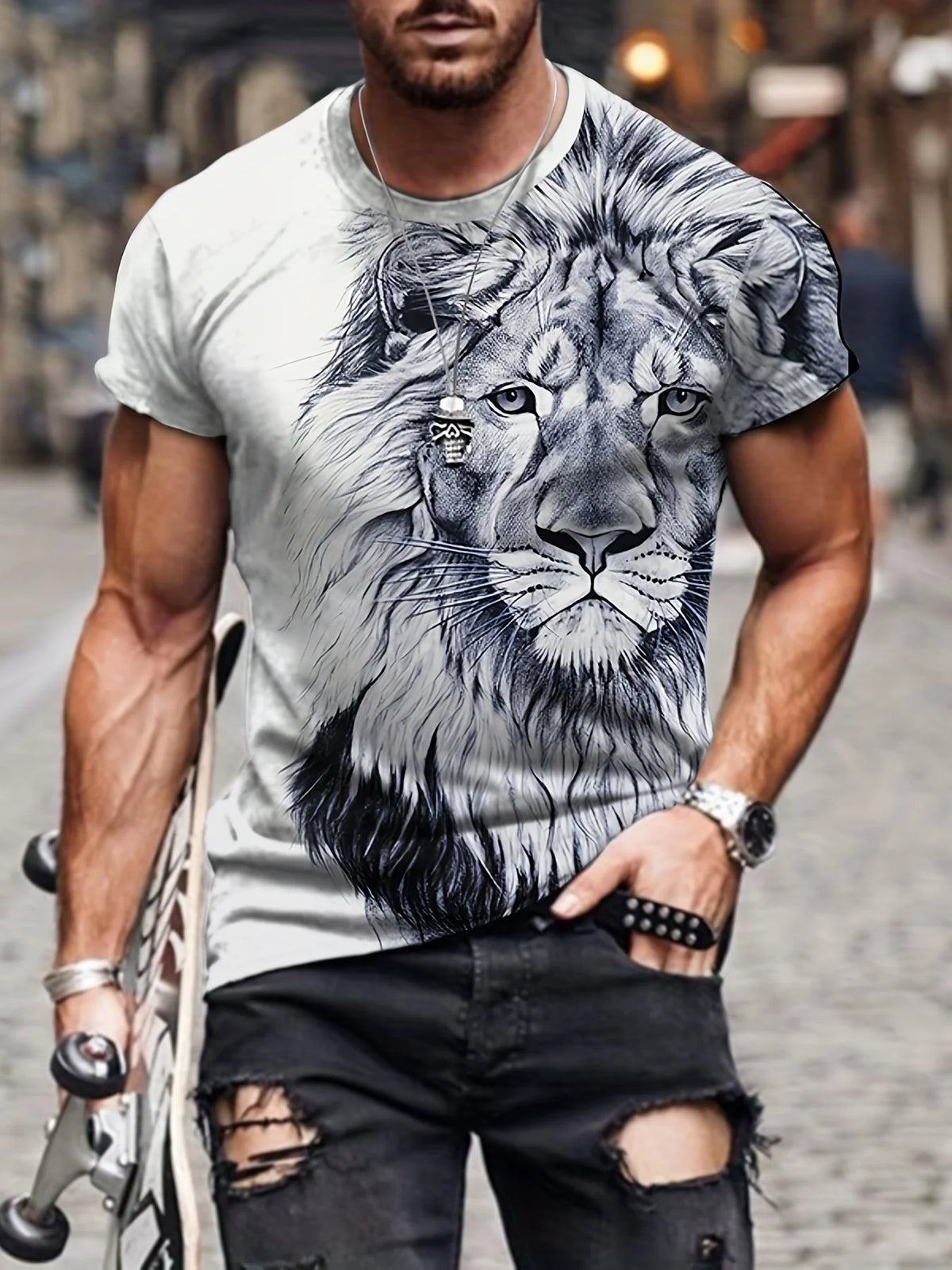 Camiseta Masculina Lion Vintage